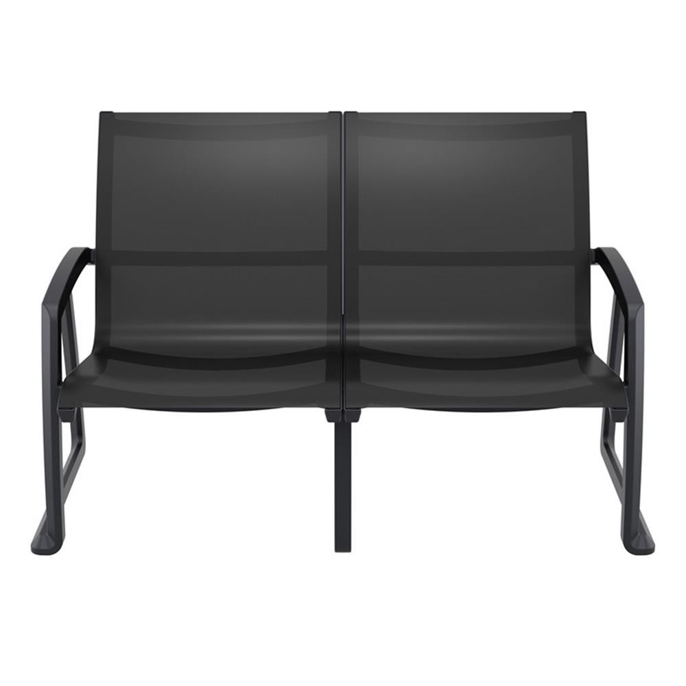 Compamia Pacific LoveSeat with Arms Black Frame Black Sling
