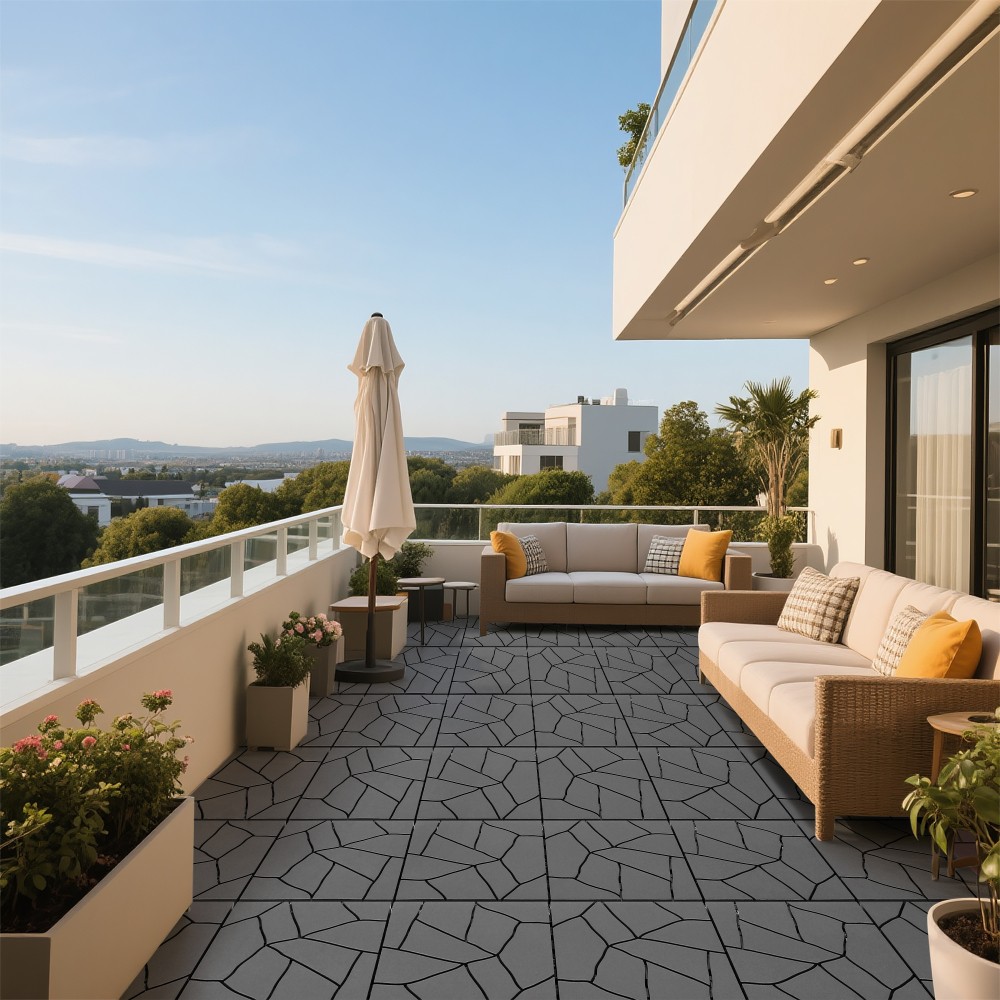 12″ Patio Deck Tiles, DIY Module Interlocking Decking Tiles Floor Tile Outdoor