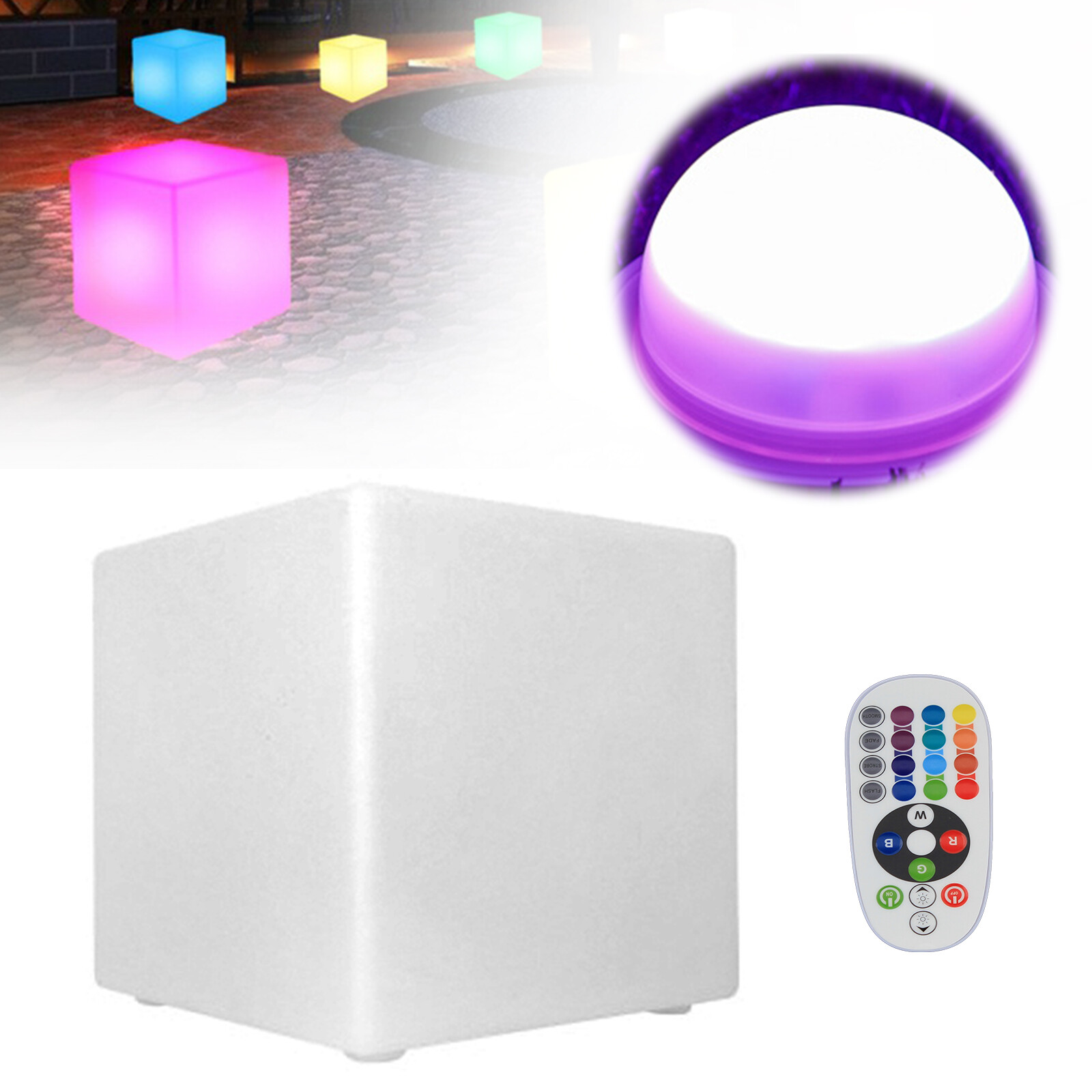 LED Glowing Cube Stool Chair 16 RGB Color Change Bar Party Yard Decor w/Remote