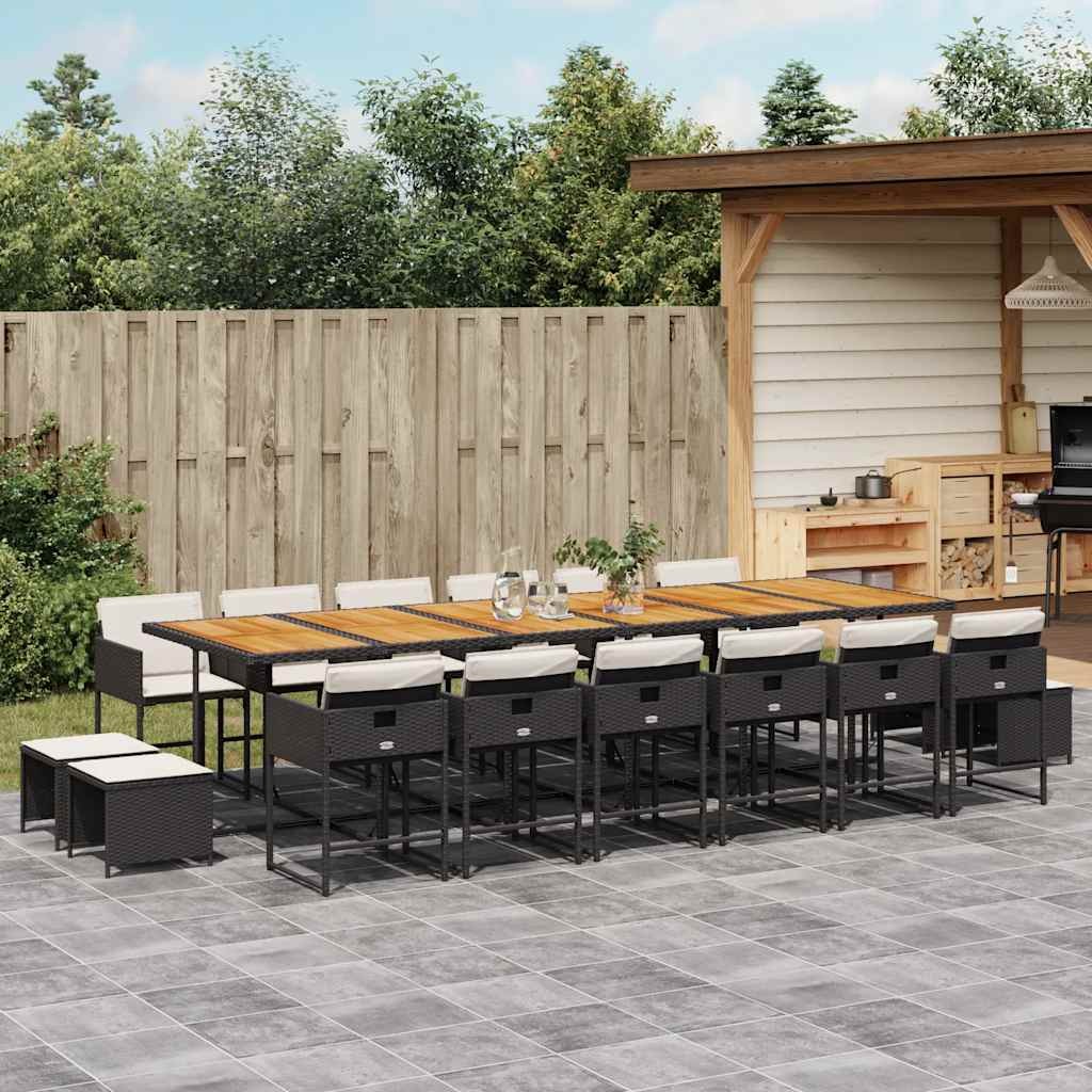 Garden Dining Set Black and Brown vidaXL