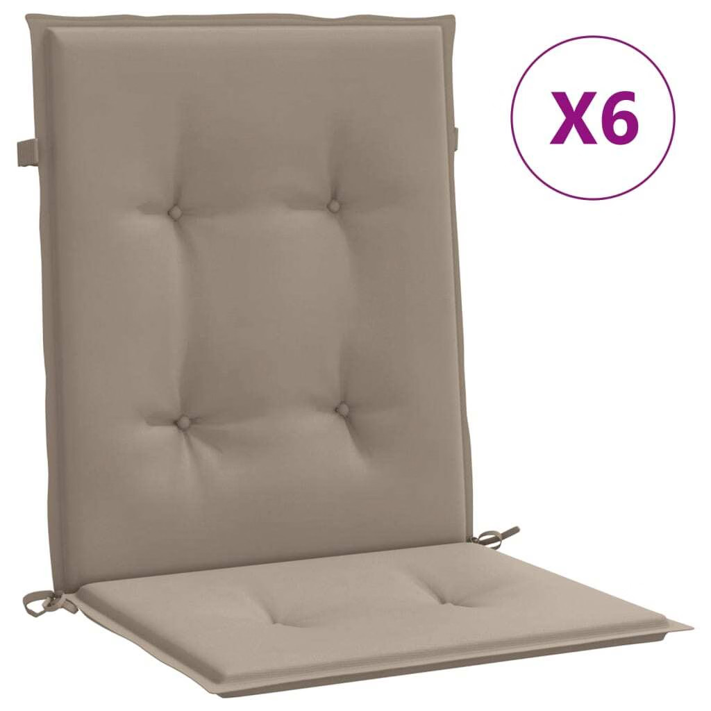 Garden Lowback Chair Cushions 6 pcs Taupe 39.4″x19.7″x1.2″ Oxford Fabric