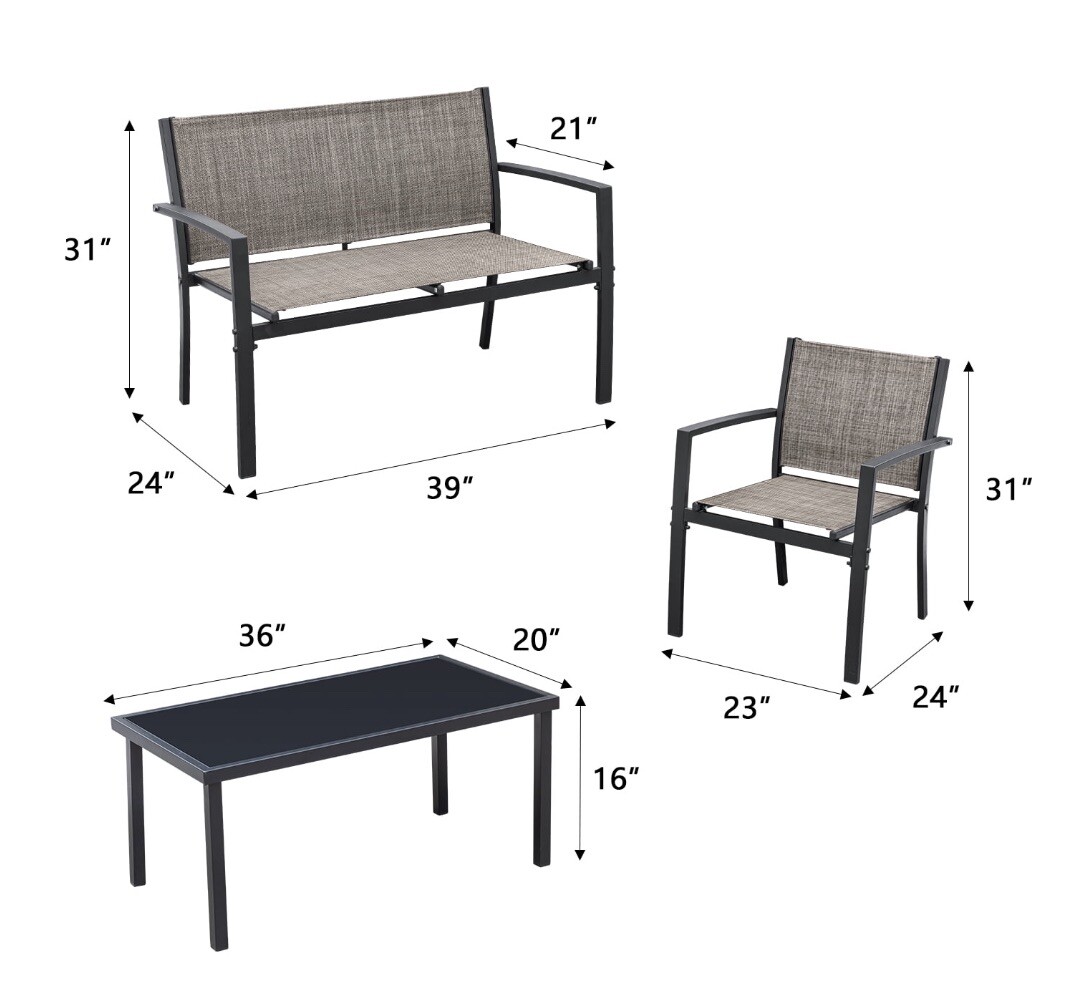 Brown Devoko 4-Piece Patio Furniture Set: Stylish Outdoor Garden Conversation Se