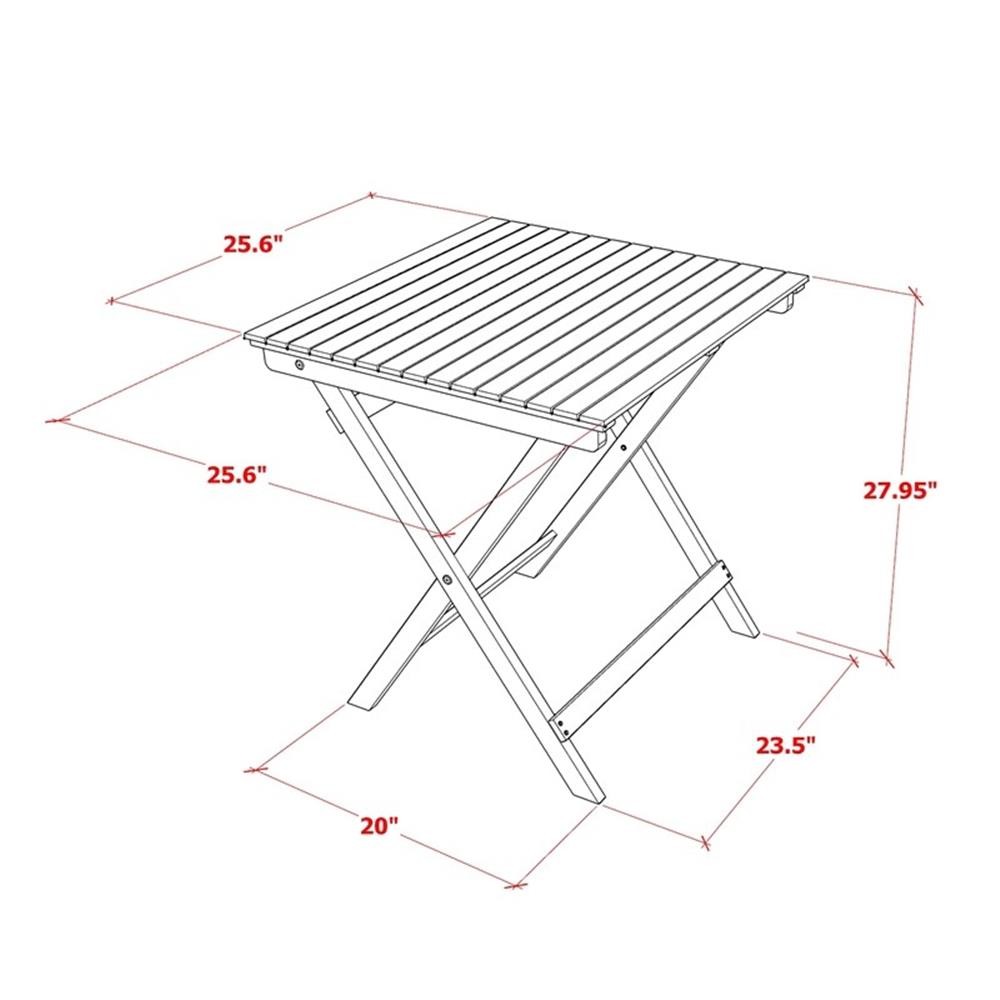 Pemberly Row Folding Table and 2 Outdoor Side Chairs in Natural Oil Finish