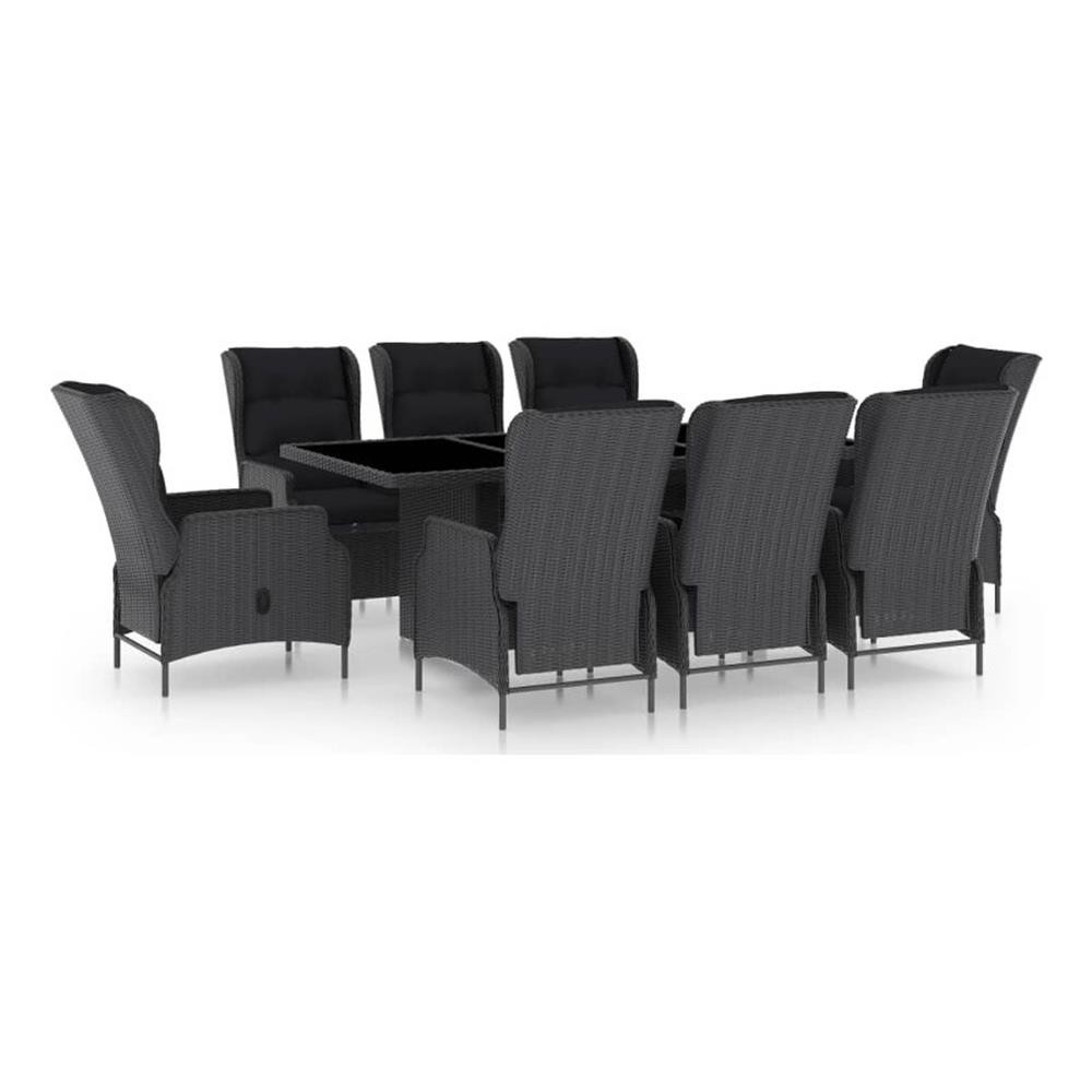 Bowery Hill Contemporary Synthetic Poly Rattan Outdoor Dining Set in Dark Gray