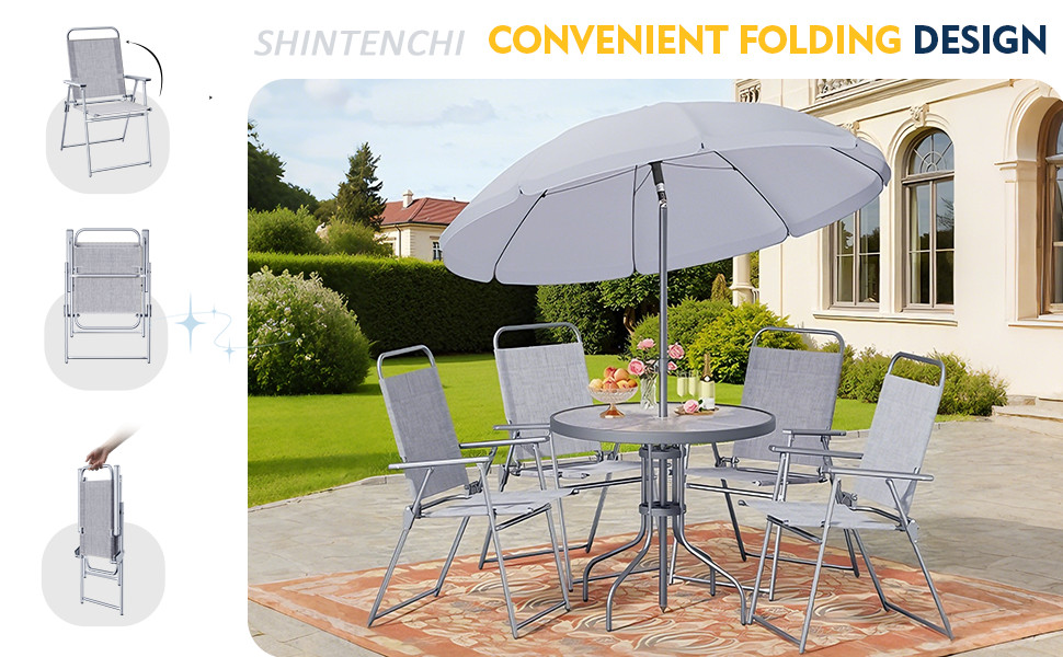 6 Piece Outdoor Patio Furniture Set, Small Outdoor Patio Dining Table and Chairs