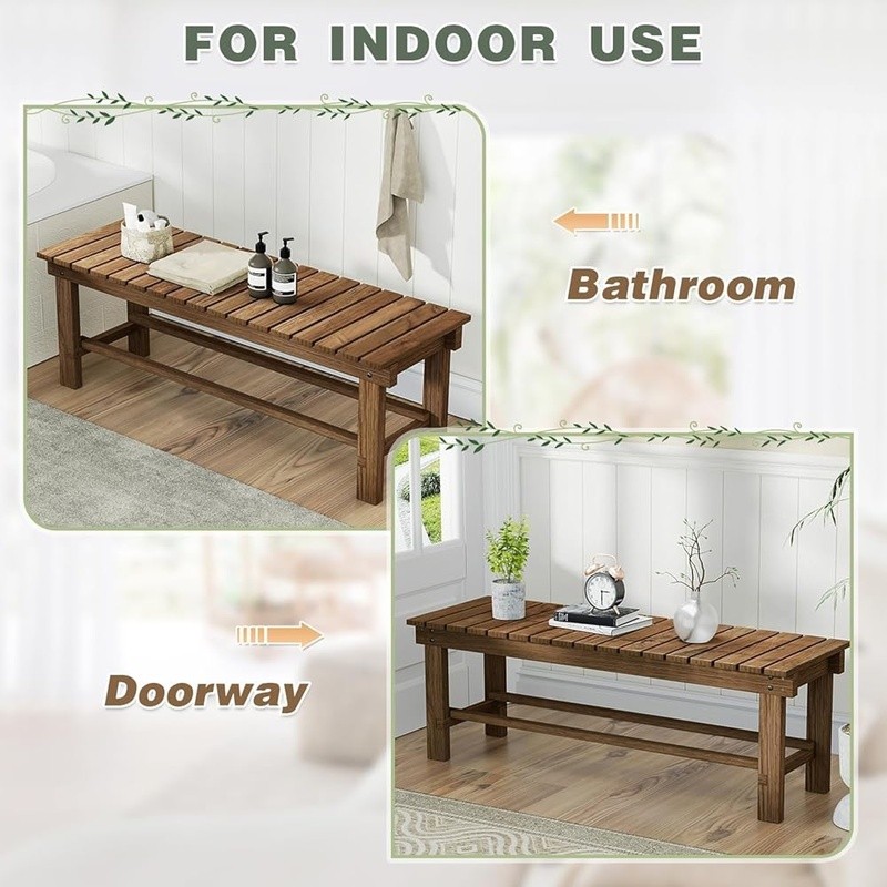 Sturdy Wooden Garden Bench Multifunctional Outdoor Seating Patio Furniture New