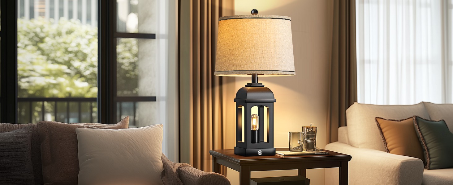 Table Lp for Living Room, Farmhouse Lps with USB A+C and