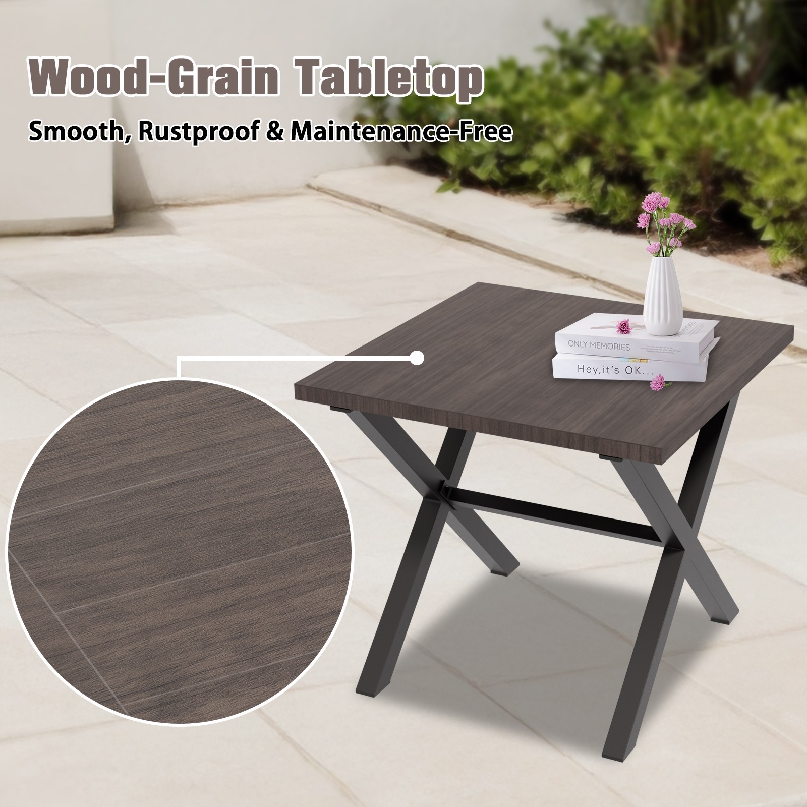 EAGLE PEAK 3 Piece Wicker Patio Bistro Set Outdoor Chairs & Side Table