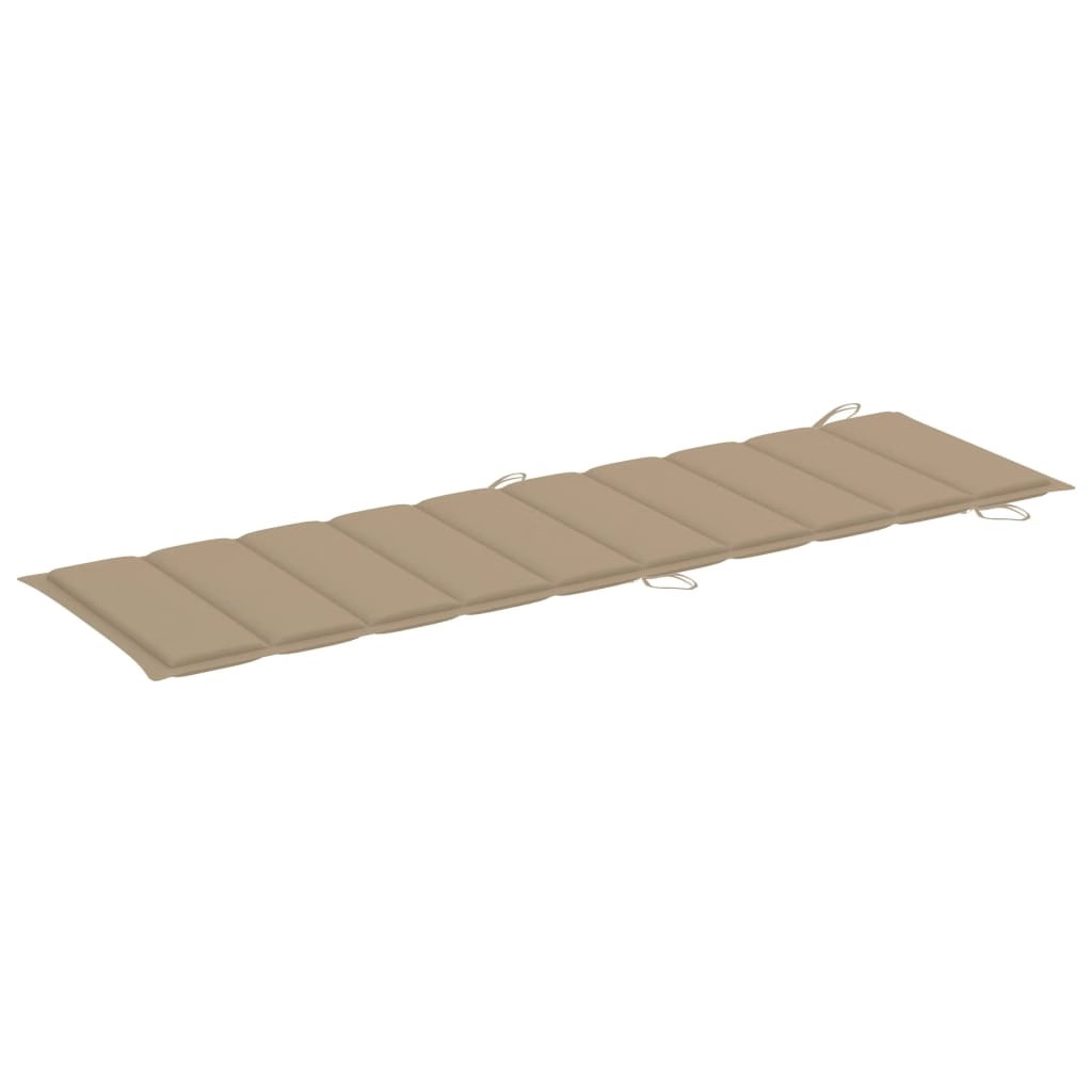 Sunlounger Beige and wood Solid acacia wood, Fabric (100% polyester)