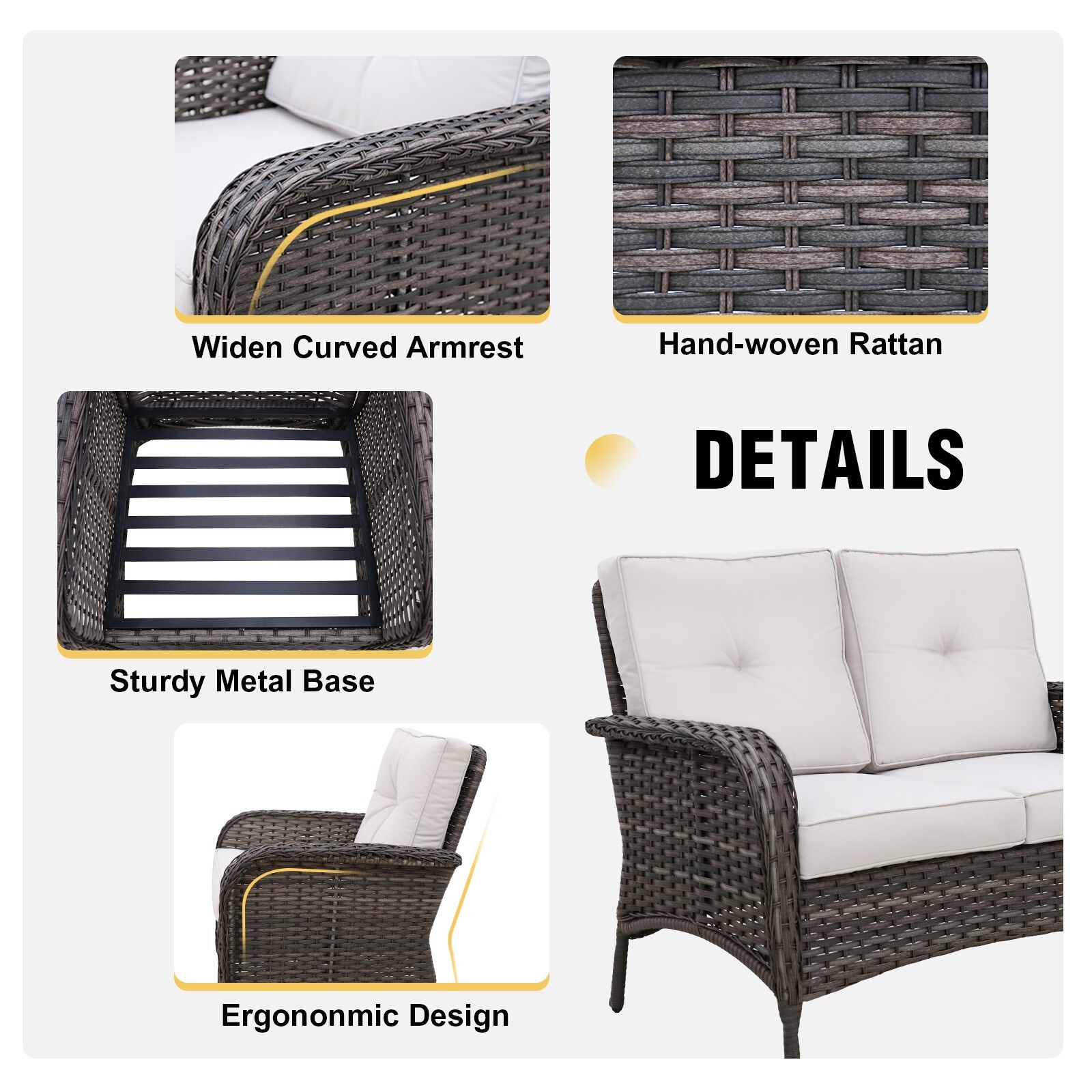 EAGLE PEAK 2pc Rattan Outdoor Furniture Set with Loveseat and Coffee Table