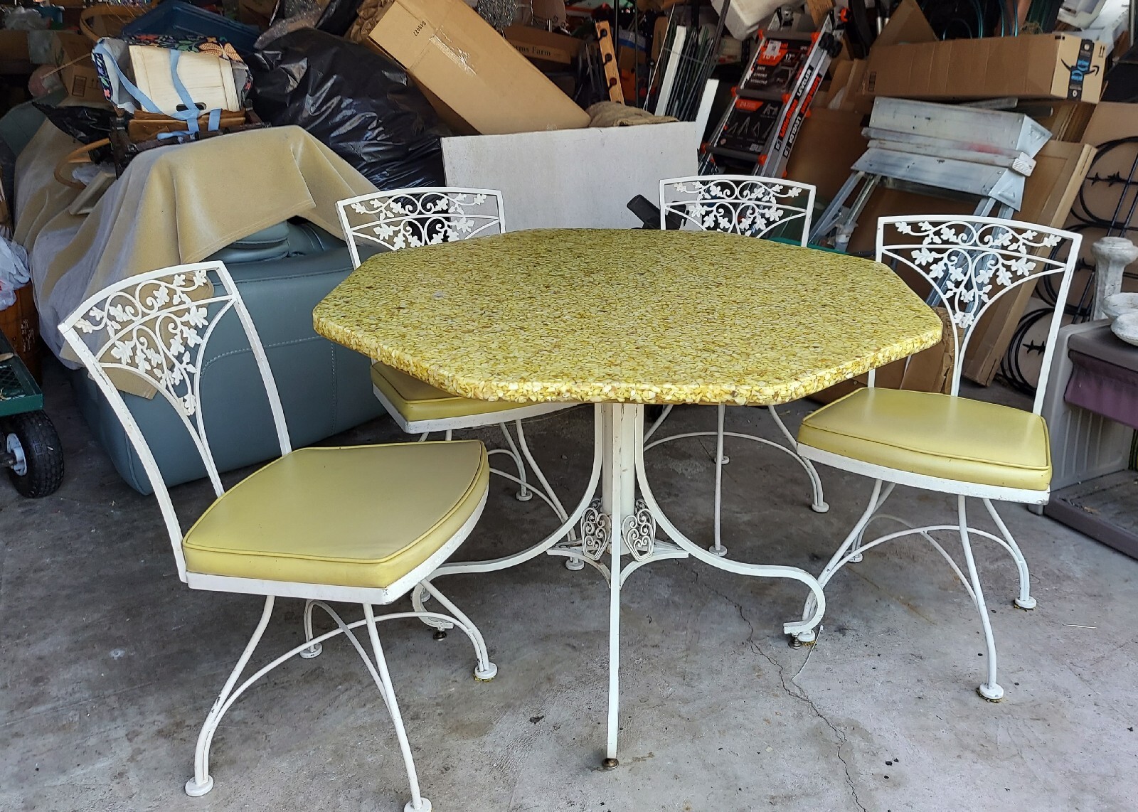 Woodard Swivel Chairs And Resin Top Table Rare Vintage Signed