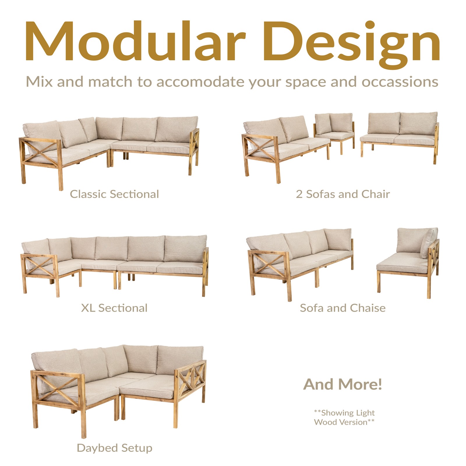 Edisto 4-Piece Acacia Outdoor Conversation Set – Light Brown by Sunnydaze