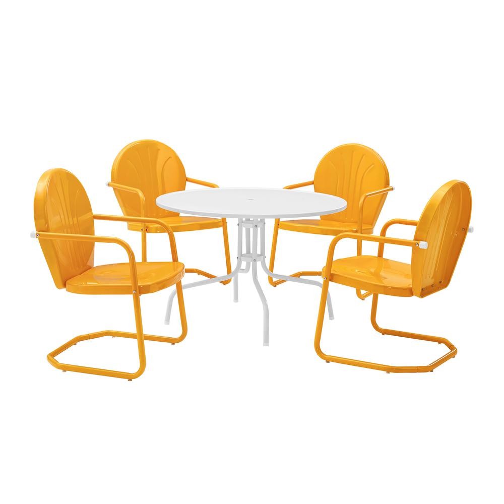 Griffith 5Pc Round Retro Outdoor Dining Set – Table & 4 Chairs