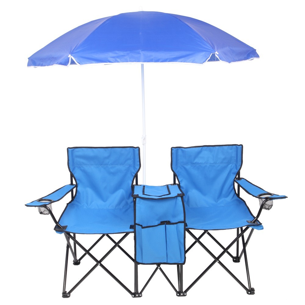 ❄️FREE SHIPPING!❄️2 Foldable Outdoor Chairs & Umbrellas 4 Camping or Tailgating!
