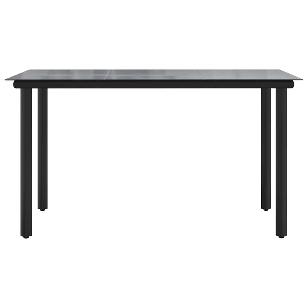 Patio Dining Table Black 78.7″x39.4″x29.1″ Steel and Tempered Glass vidaXL