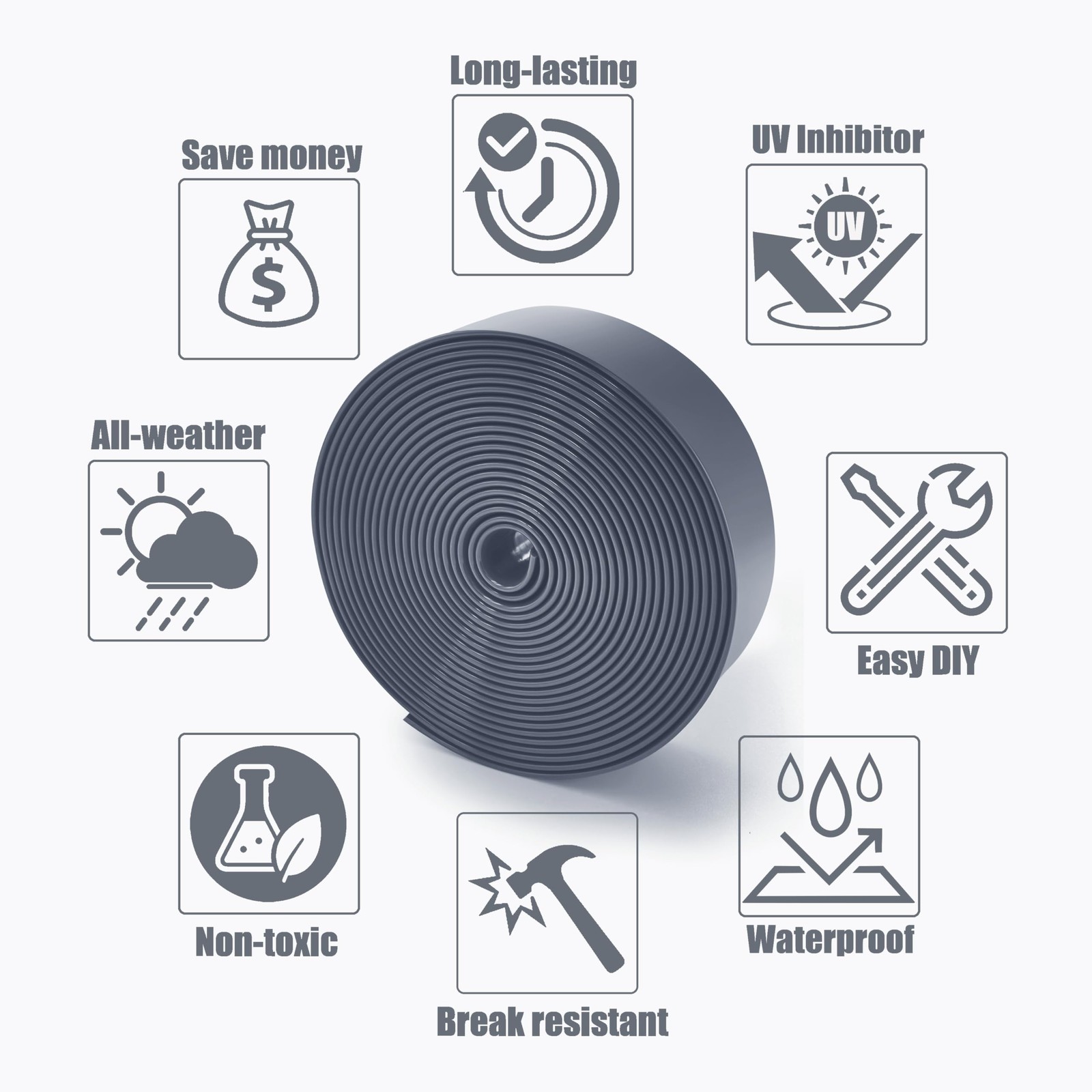 Lumpro Vinyl Straps for Patio Chair Repair Kit 20 Ft strap + 20 rivets, Grey