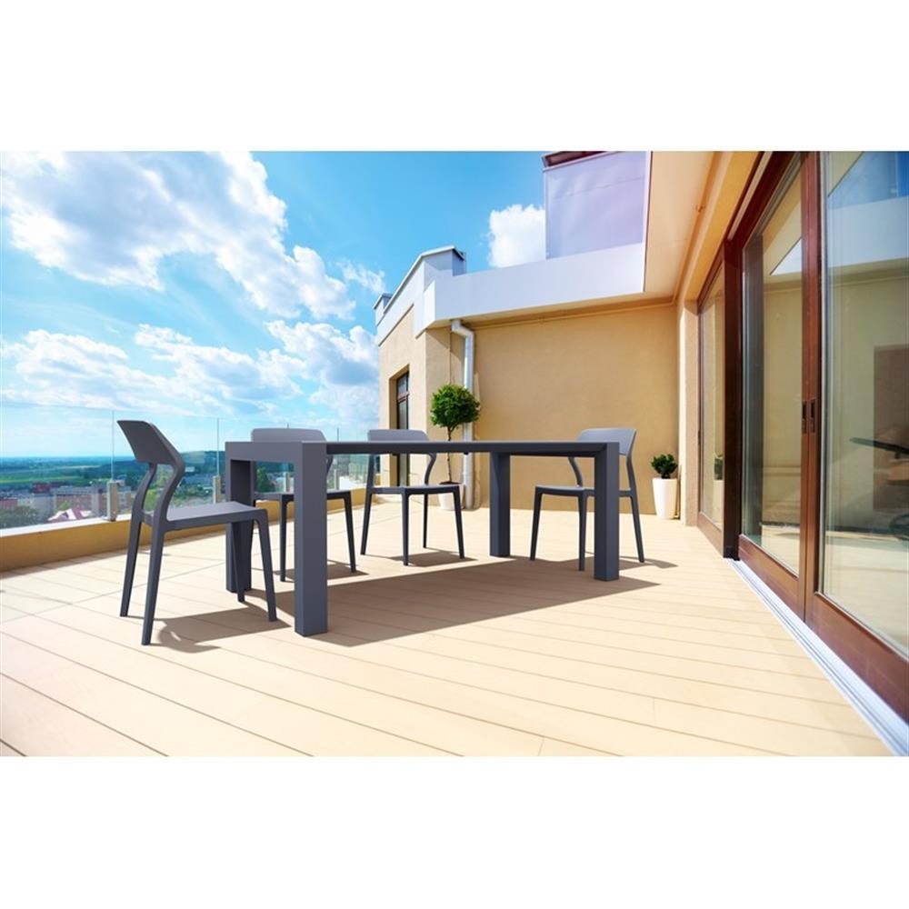 Compamia Vegas 86″ Extendable Patio Dining Table in Dark Gray