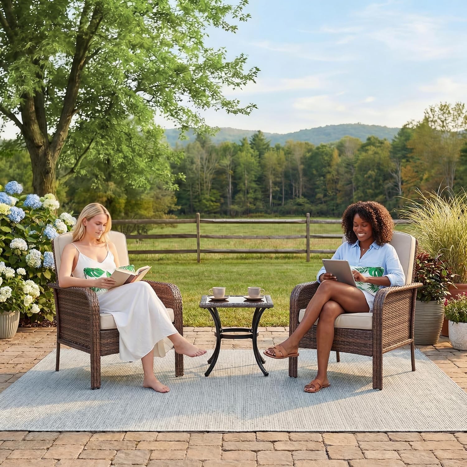 2PCS Outdoor Patio Rattan Conversation Furniture Set Wicker Chair w/ Cushion