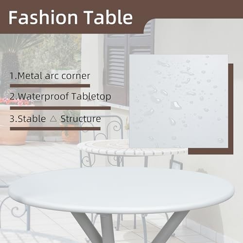 3 Pieces Patio Bistro Sets, Outdoor Textilene Fabric Conversation Bistro White