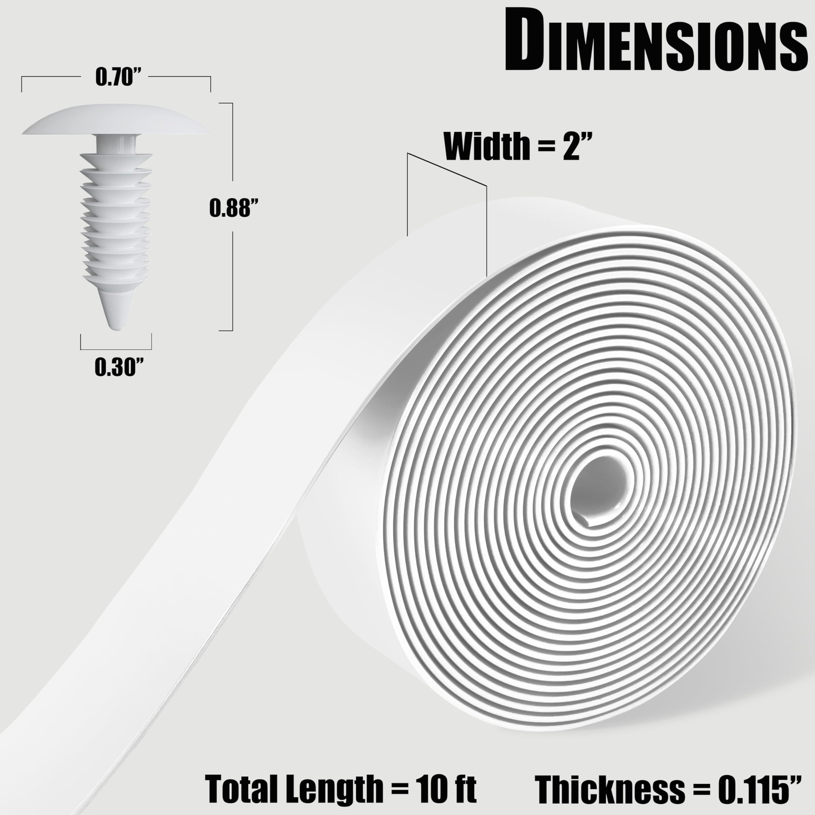 Lumpro Vinyl Straps for Patio Chair Repair Kit 10 Ft strap + 20 rivets, White