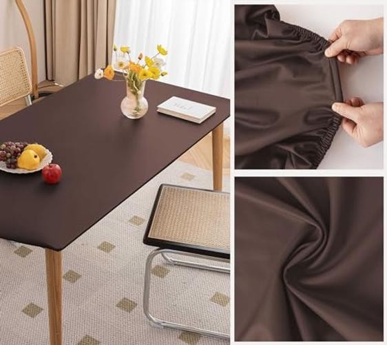 PU Stretch Fitted Rectangle Tablecloth with 55″ x 35″ (Rectangular) Coffee