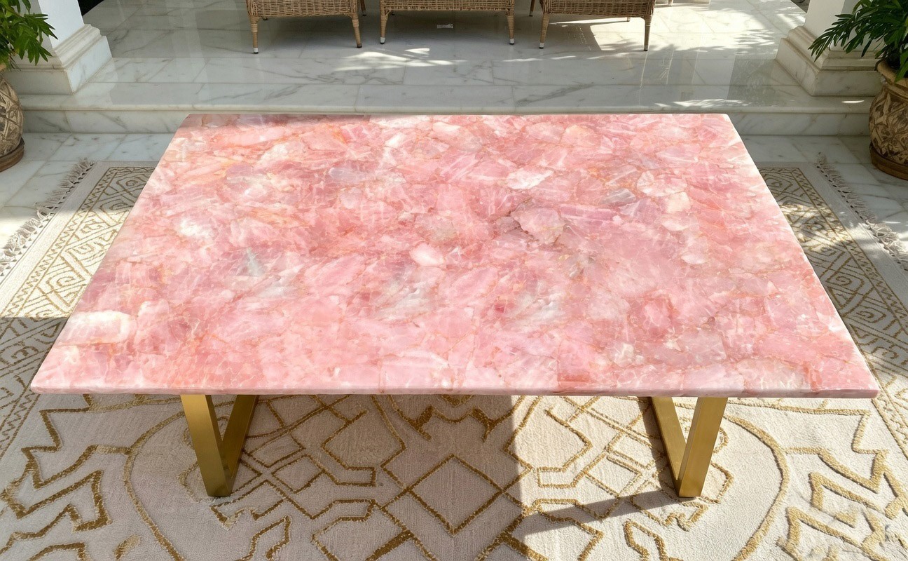 Rose Quartz Table top, Living room Decor, Center Table, Dinning and Coffee Table