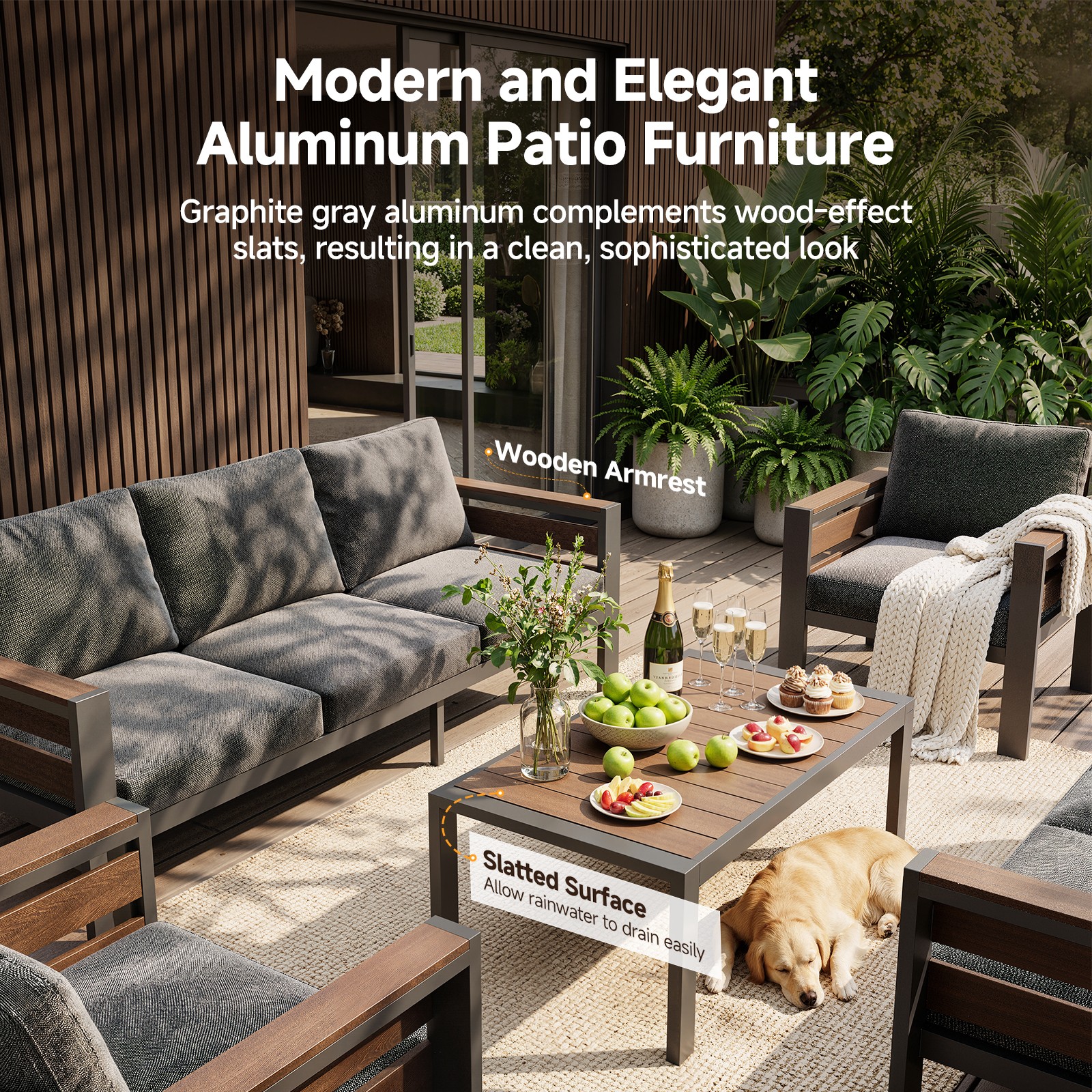 Aluminum Patio Furniture Set,Outdoor Metal Sofa for Patio Conversation Set