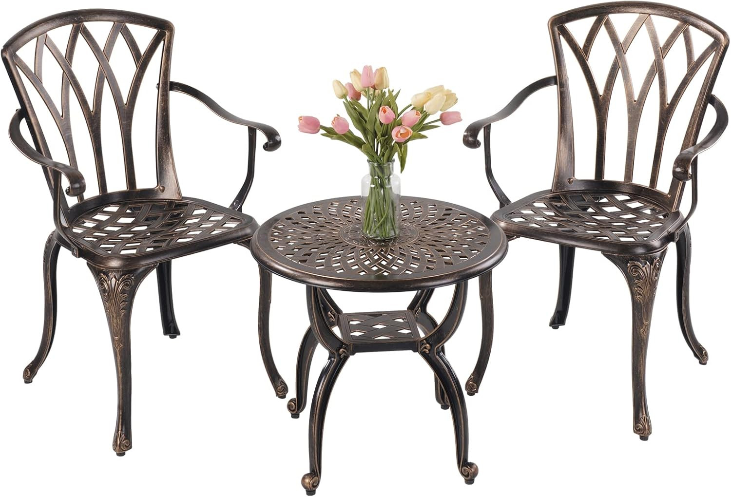 Jardin DE CENTENNAIL 3-Piece Outdoor Bistro Set Cast Aluminum Rust-Resistant Pat