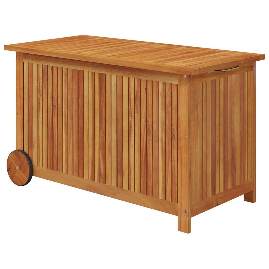 Patio Storage Box Outdoor Cushion Box with Wheels Solid Wood Acacia vidaXL