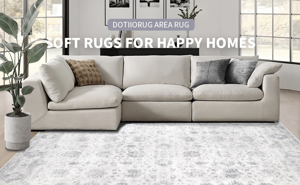Washable 8×10 Area Rug for Living Room, Vinta Floral Rug Soft Non Slip