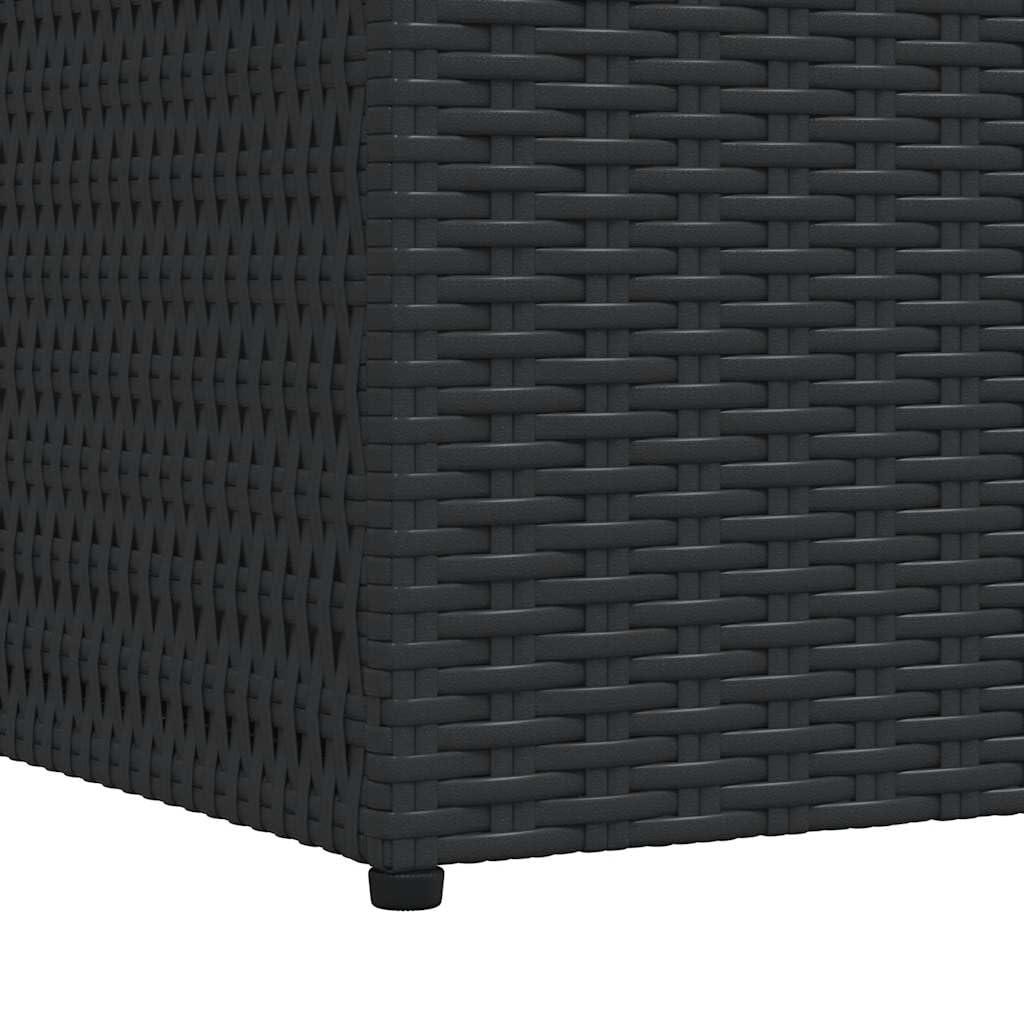 vidaXL Outdoor Patio Storage Box, Weather- Black Poly Rattan Chest, with Inbuilt