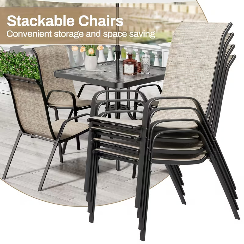 5-Piece Patio Set Outdoor Furniture Table and Chairs Set for Garden Backyard