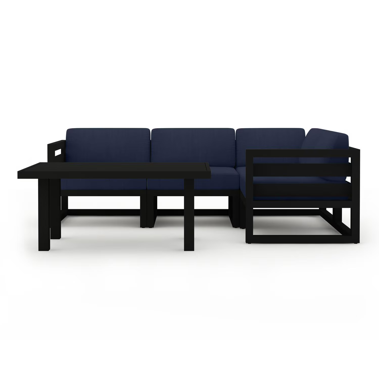 Misty Cove 5 Pc Aluminum Seating Set Sectional & Classic Chat Table in