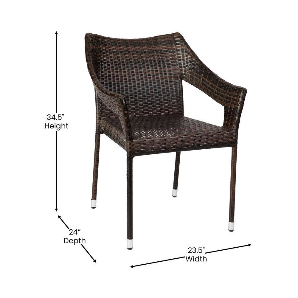Brown Wicker/Rattan Outdoor Dining Chair