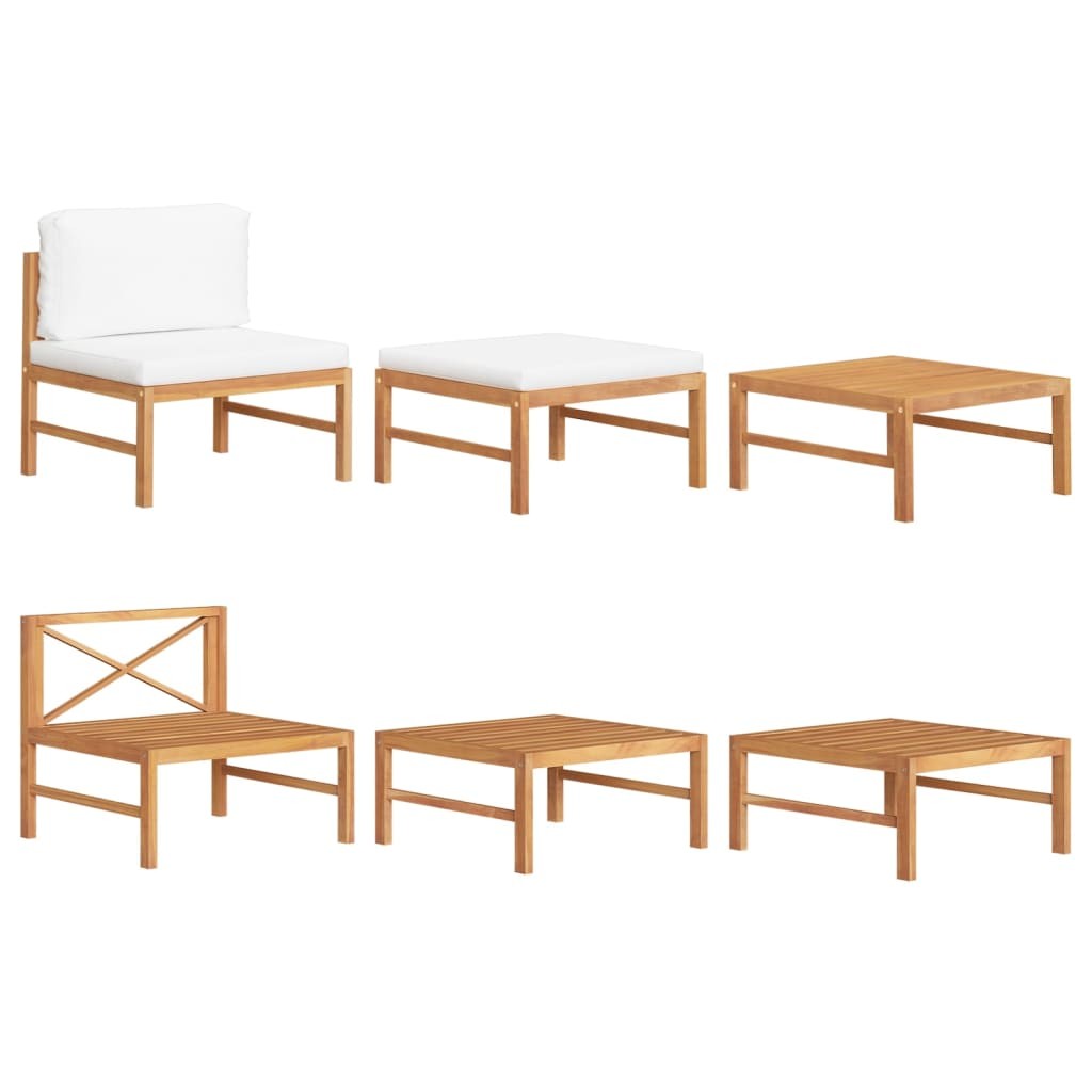 Sectional Sofa Patio Modular Seat with Cushions and Table Solid Teak Wood vidaXL