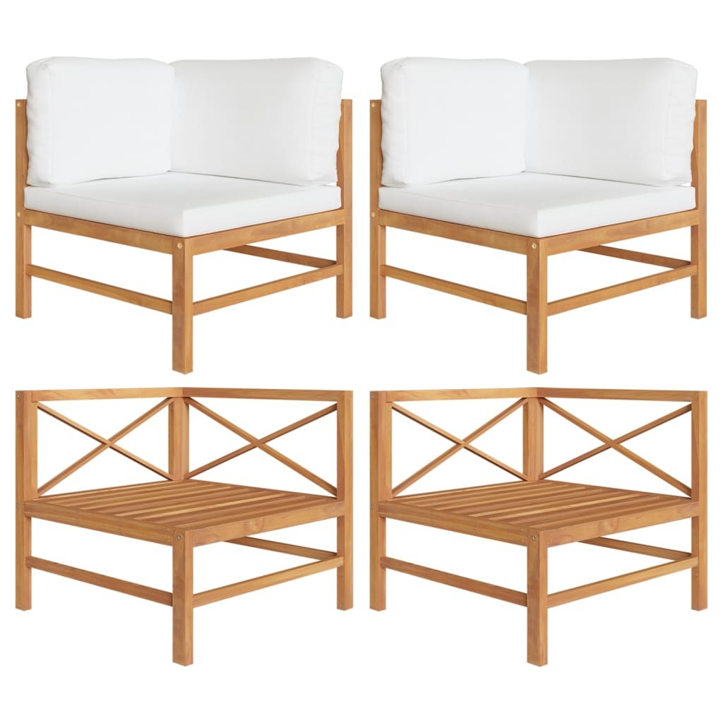 Sectional Sofa Patio Modular Seat with Cushions and Table Solid Teak Wood vidaXL
