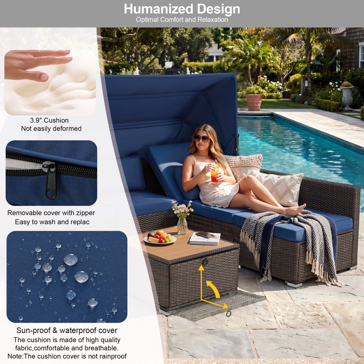 Stylish Modular 6-Piece Rattan Patio Lounge Set Outdoor Furniture
