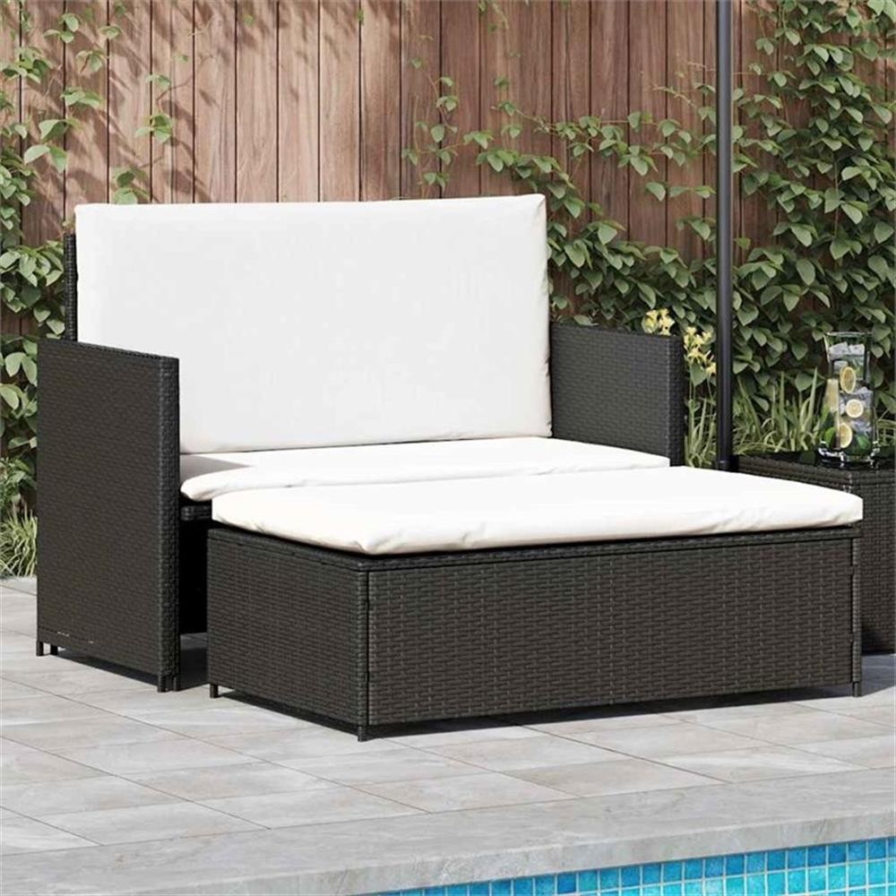 Pemberly Row Medium Powder-Coated Steel Outdoor Furniture Set in Black
