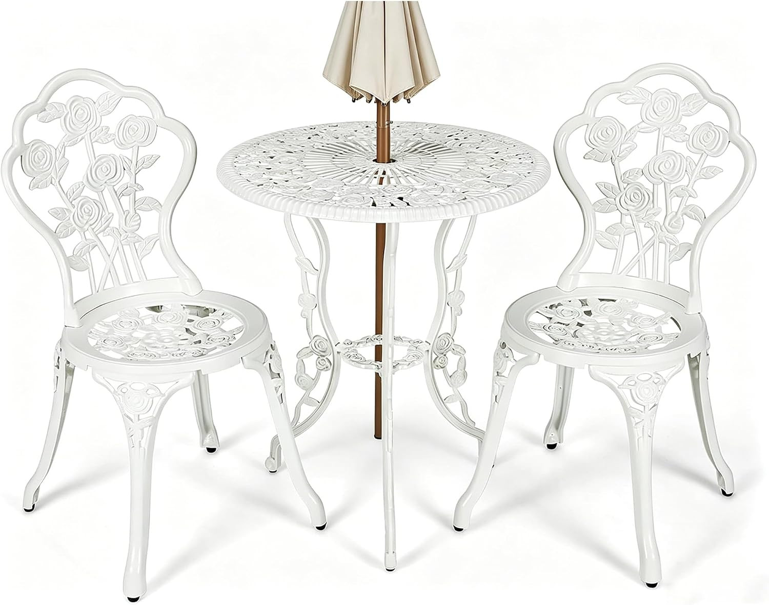 DORTALA Outdoor Bistro Set for 2, Cast Aluminum Small Patio Furniture Set 3 Piec