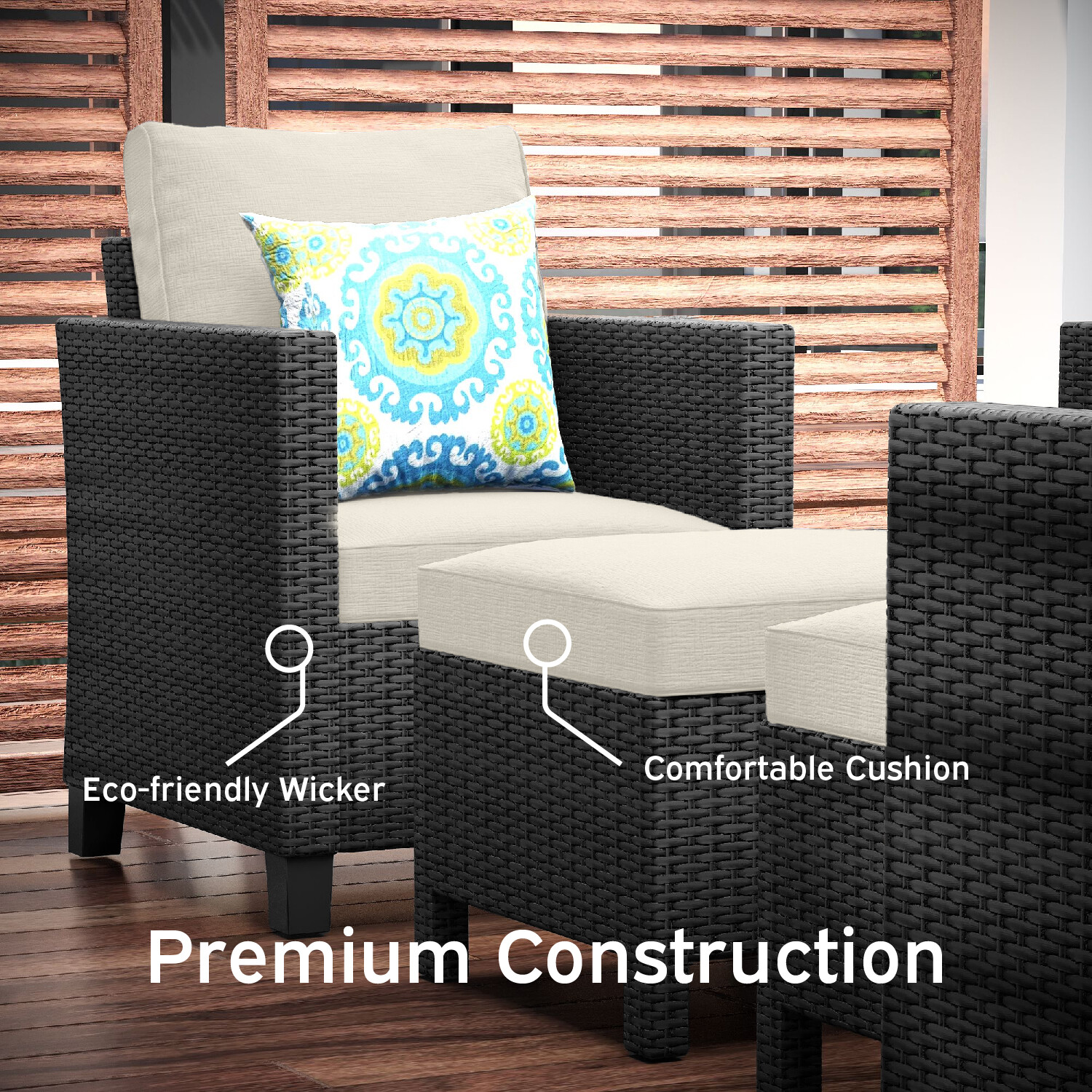 5 Piece Patio Furniture Set by Nestl-Patio Sofa, Outdoor Couch, Chairs, Ottomans