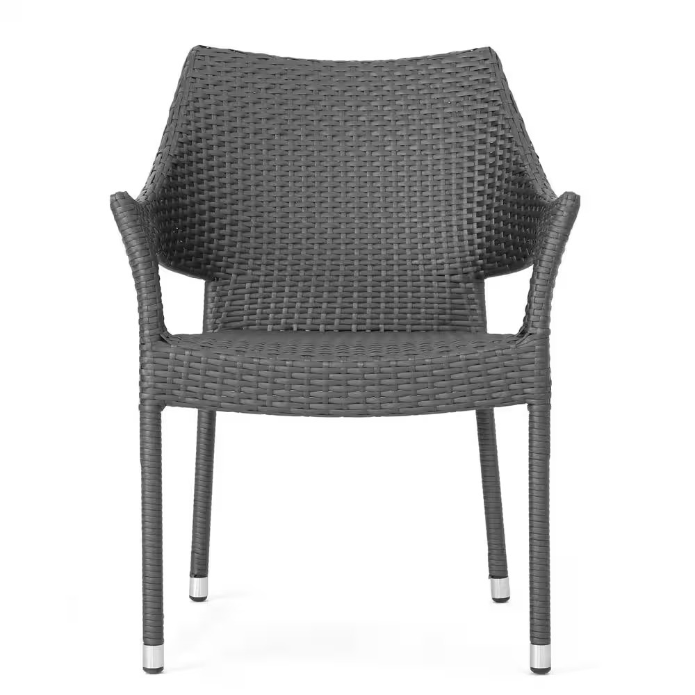Colton Gray Wicker Stacking Outdoor Dining Armchair Set of 4