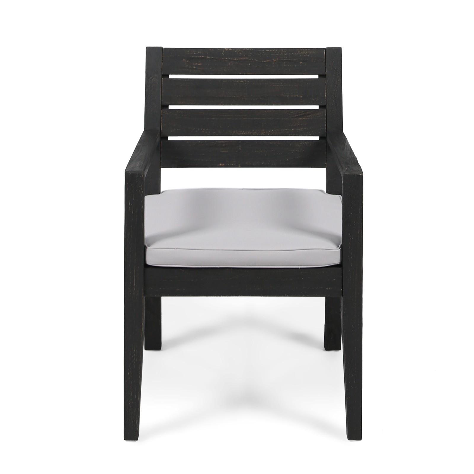 6-Person Acacia Outdoor Dining Set w/Bench & Cushions, Dark Grey