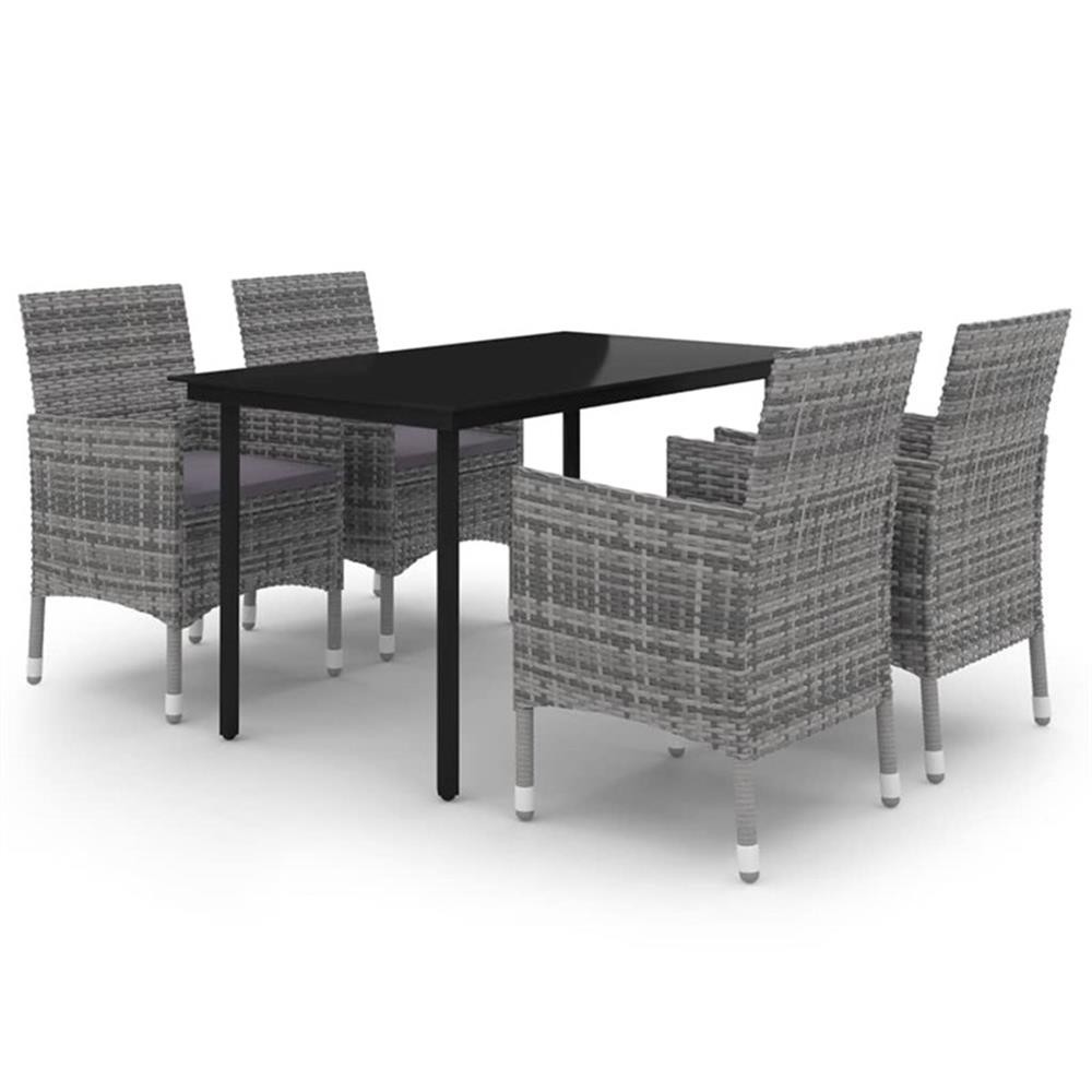 Bowery Hill Contemporary Garden Dining Set in Gray/Dark Gray/Black