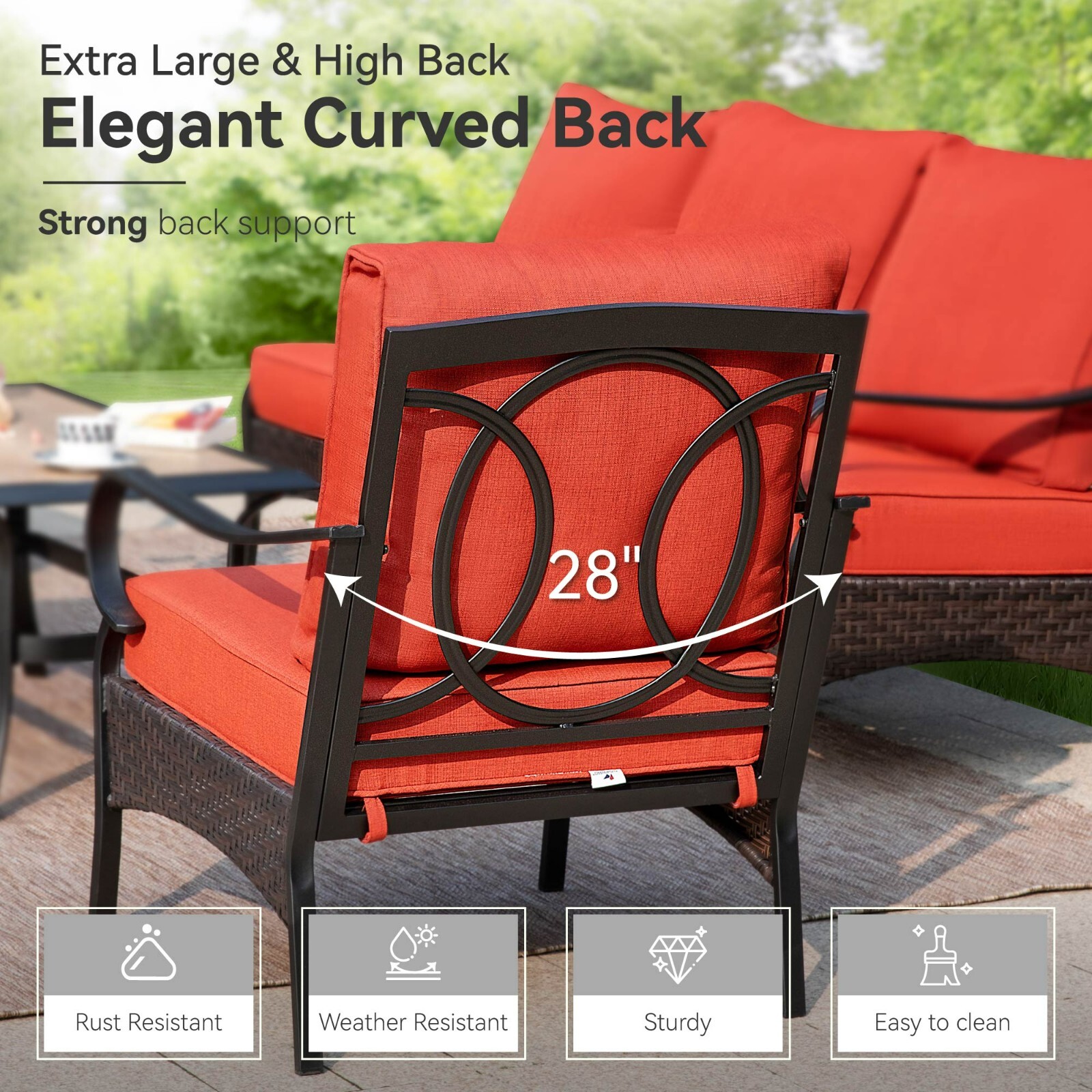 4 Piece Outdoor Sectional Sofa Set with Coffee Table Garden Patio Furniture Set