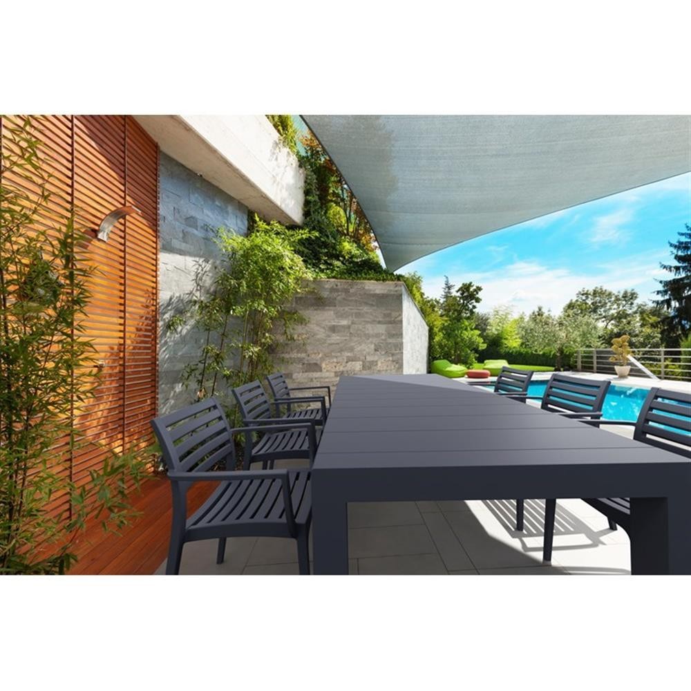 Compamia Vegas 86″ Extendable Patio Dining Table in Dark Gray