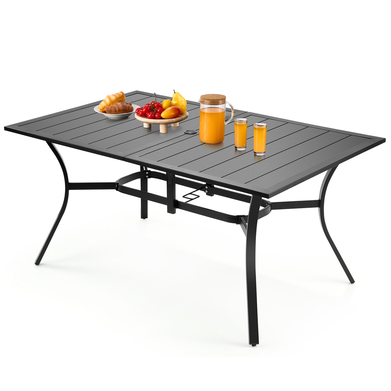 VEVOR Outdoor Patio Dining Table Rectangular Metal Slat Garden Furniture for 6