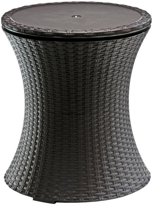 Drink Cooler Patio Table Cool Bar 7.5 Gal. Resin Rattan Outdoor Furniture BBQ