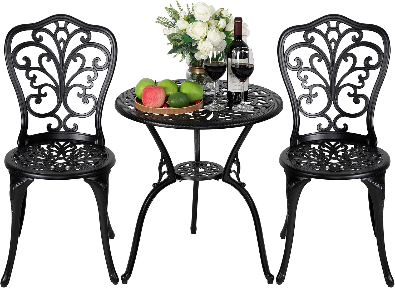 NUU GARDEN 3 Piece Bistro Set Outdoor, All Weather Cast Aluminum Patio Bistro Se