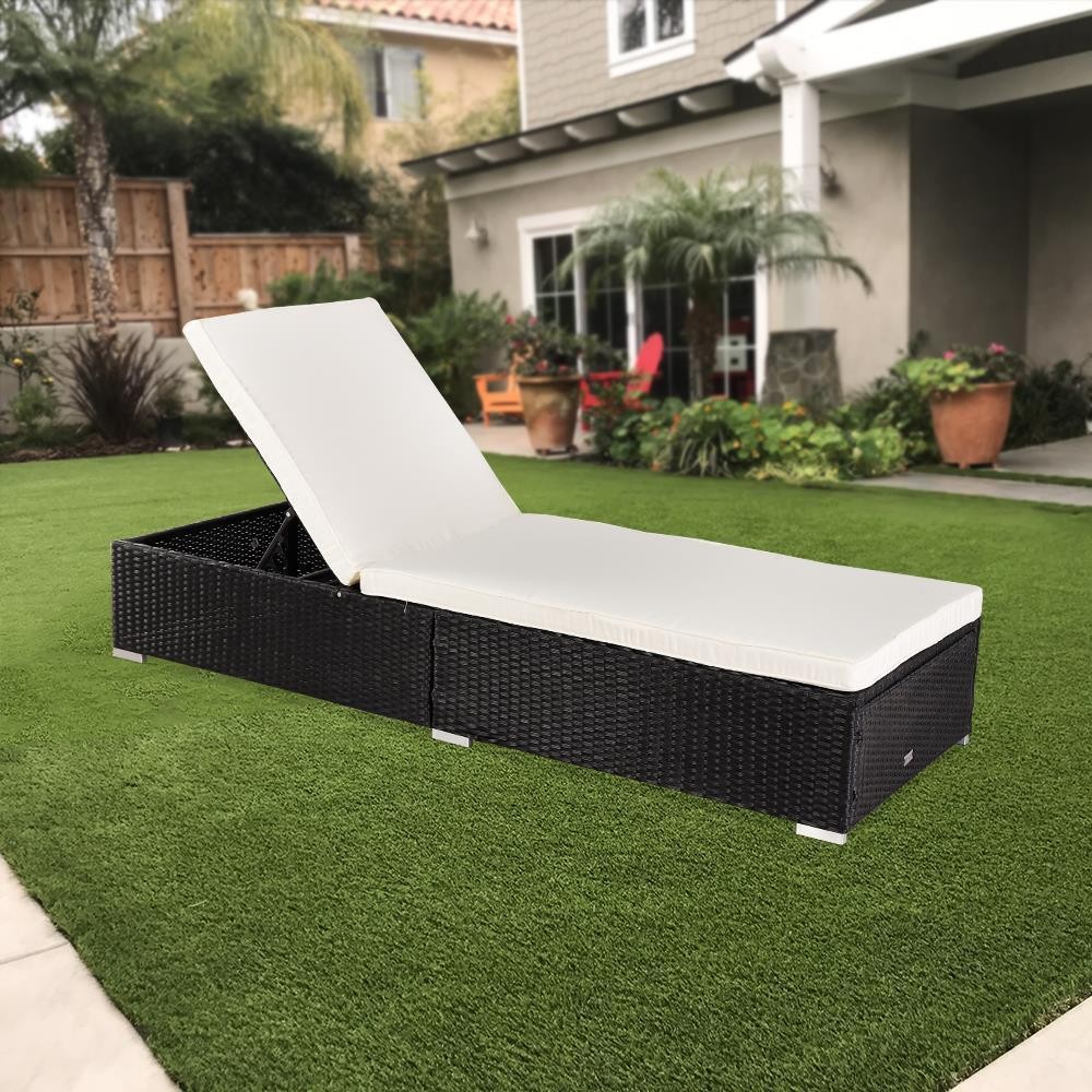 Outdoor Wicker Rattan Sunloungers Recliner Sun Bed Lounger Pool Garden US
