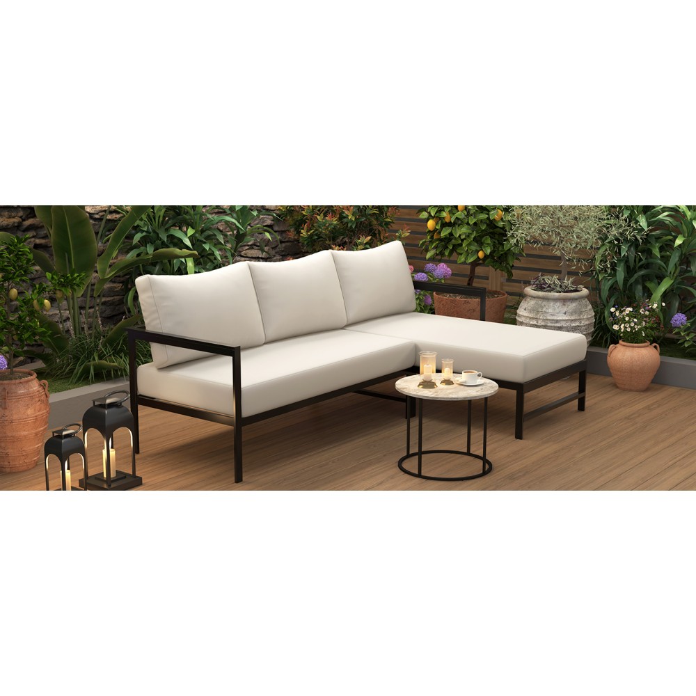 Outdoor L-Shaped Sofa Set with Thick Cushions & Weather-Resistant Iron Frame
